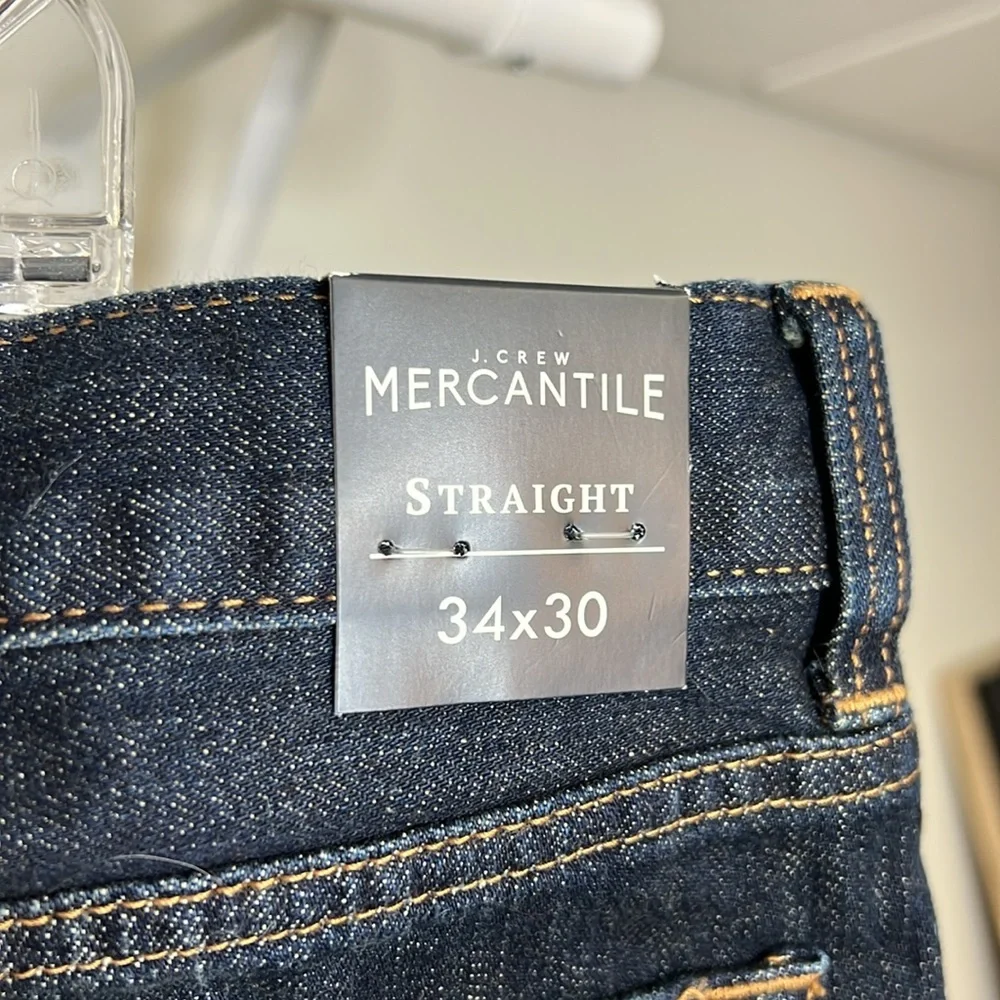 NWT J.‎ Crew Mercantile Straight Leg Dark Blue Jeans- 34x30